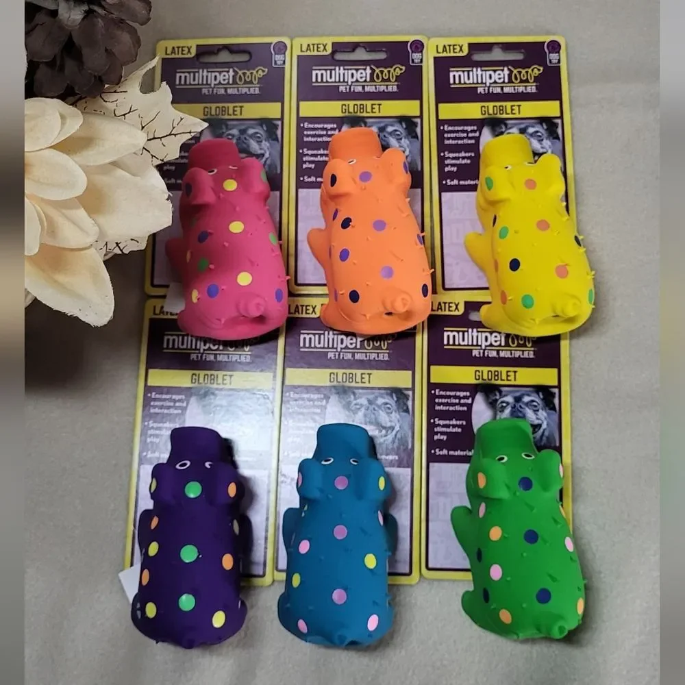 Multipet NWT Mini 4in Latex Pig Polka Dot Globlet Squeaky Dog Toy- 1 Count